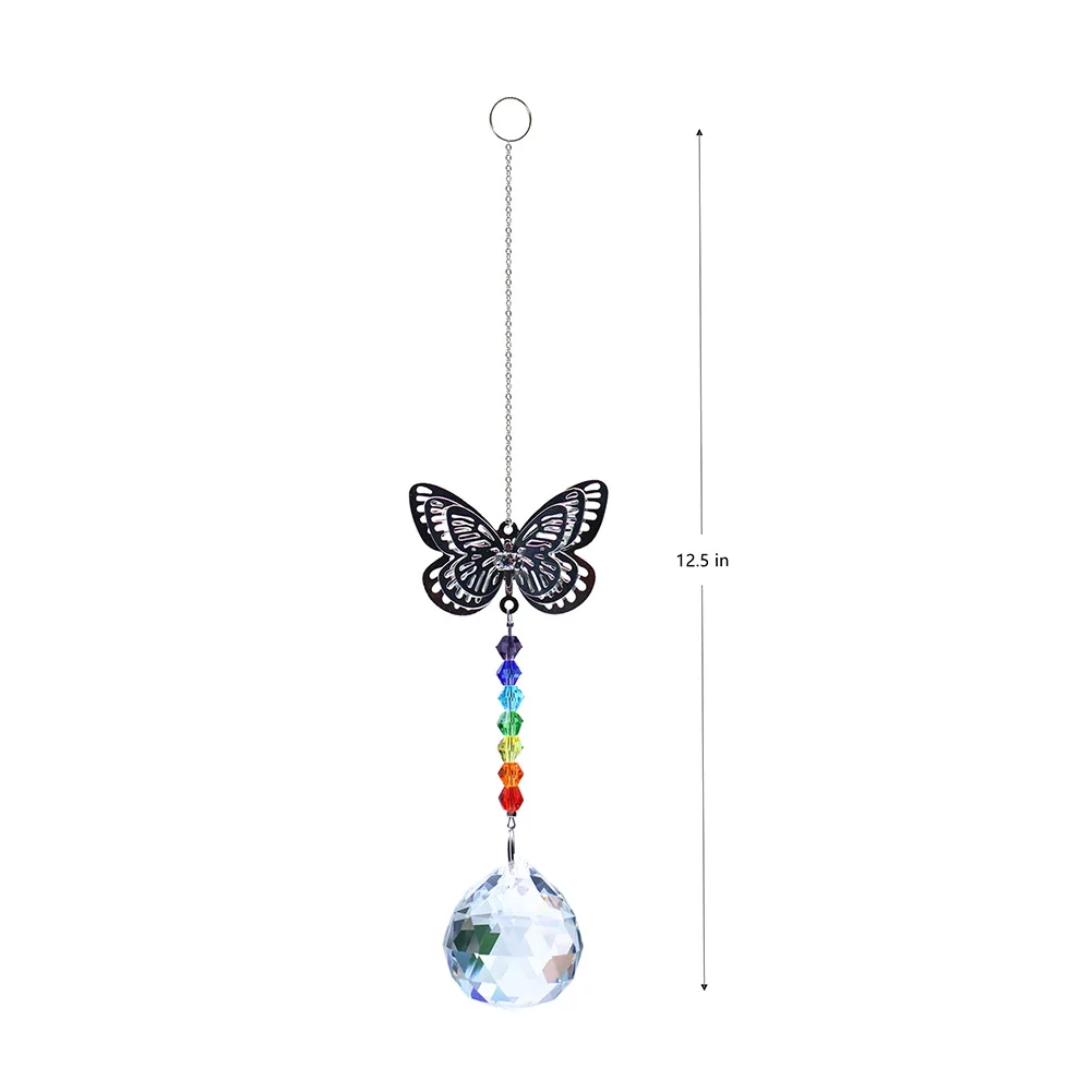 

Butterfly Wind Chime Crystal Pendant Colorful Beads Hanging Drop for Outdoor Indoor Garden Window Wedding Chandelier Decoration