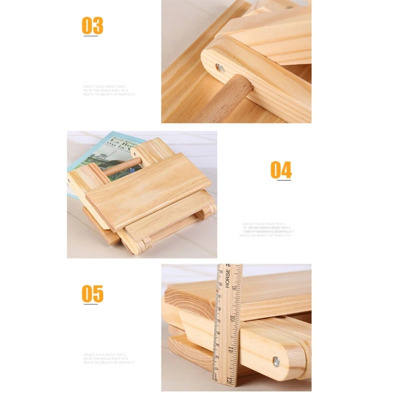 

Pine wood folding stool portable household solid wood taburet outdoor fishing chair small bench square stool kids furniture