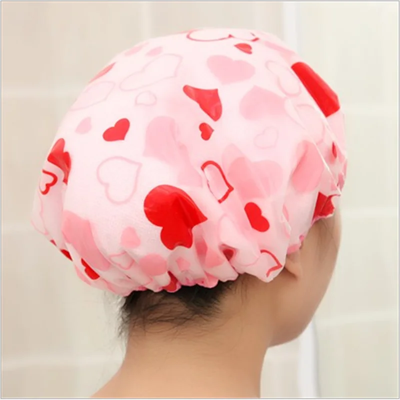 

Waterproof Shower Cap Cute Love Thicken Elastic Bath Hat Bathing Cap For Women Kids Hair Bathroom Products