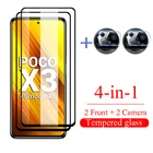 Защитное стекло 4 в 1 для Xiaomi Poco X3 Pro Nfc, закаленное стекло для xiami xaomo xiomo Poco X 3 3x Pokox3, стеклянная пленка для объектива камеры
