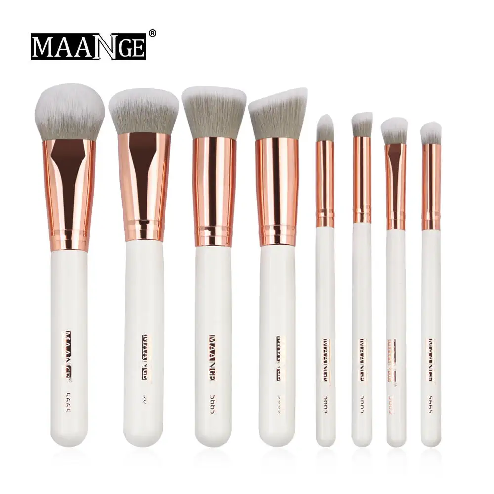 brush set only A MAANGE Pro, 8 шт./партия, набор кистей для макияжа с чехлом, мягкая синтетическая основа для волос, пудра, тени для век, смешивание кисти для макияжа, новинка - Handle Color: brush set only A