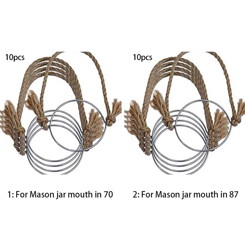 

Вешалки для каменной банки, льняные веревочные ручки для стеклянных банок с широким горлышком, каменная банка подвесные канаты, 10 шт., без ба...
