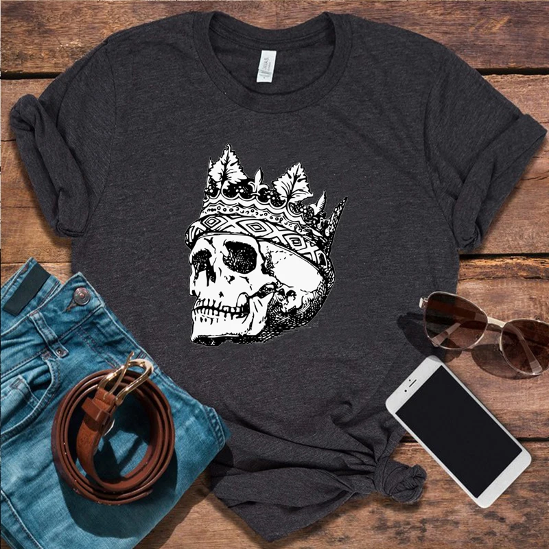 

Halloween Horror Movie Tops King of Skull T Shirt Women Witch Movie Tees Korean Vintage Harajuku Shirt