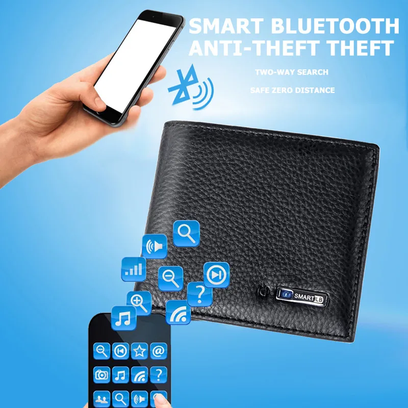 

Новый умный кожаный кошелек с Bluetooth, многофункциональный мужской деловой кошелек с защитой от кражи и GPS-локатором