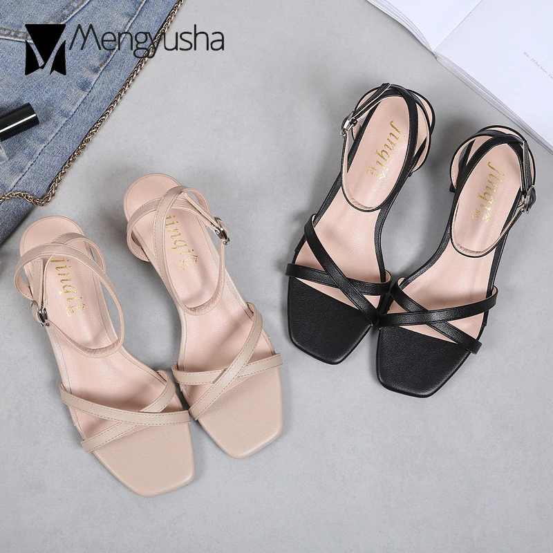 Сандалии женская летняя однотонная поперечная полоса Босоножки с открытым