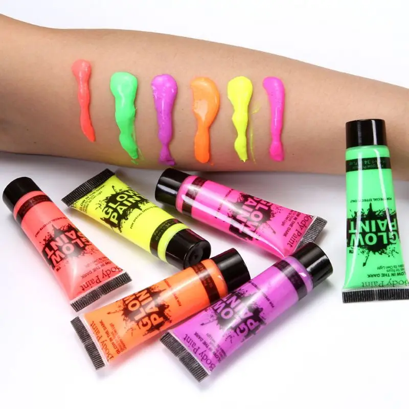 

7 Pcs 25ml UV Glow Blacklight Luminous Face Body Paint Neon Fluorescent Pigment pigment powder