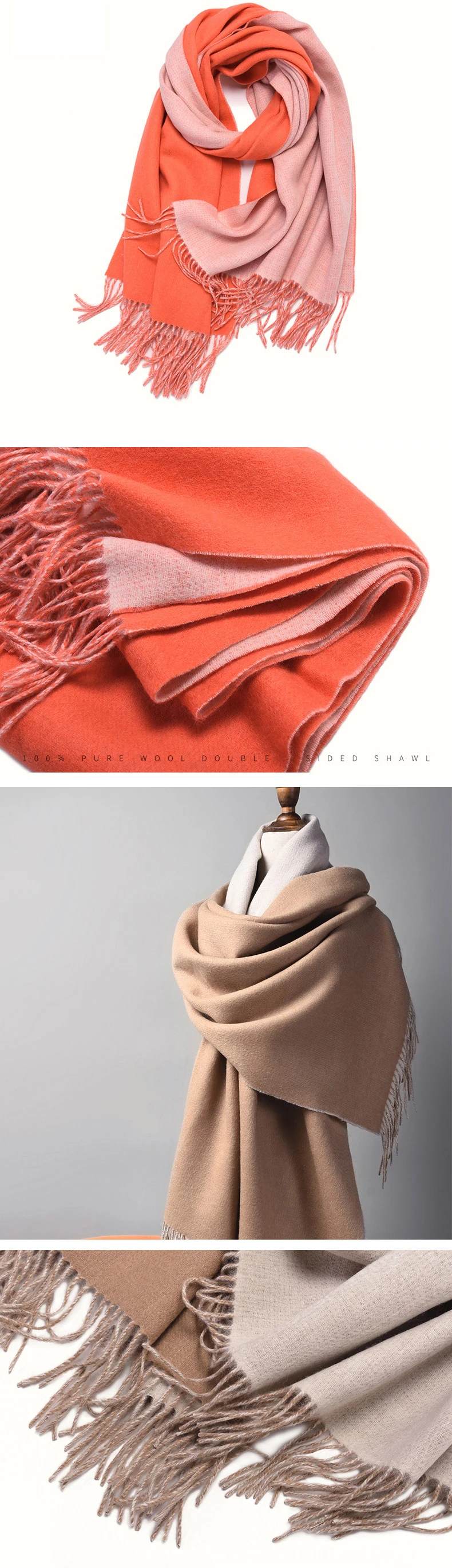 CAVME Double Color Woolen Long Scarf Winter Fashion Wool Scarves for Ladies Couples Patchwork Gift for CUSTOM LETTERS 70*20cm
