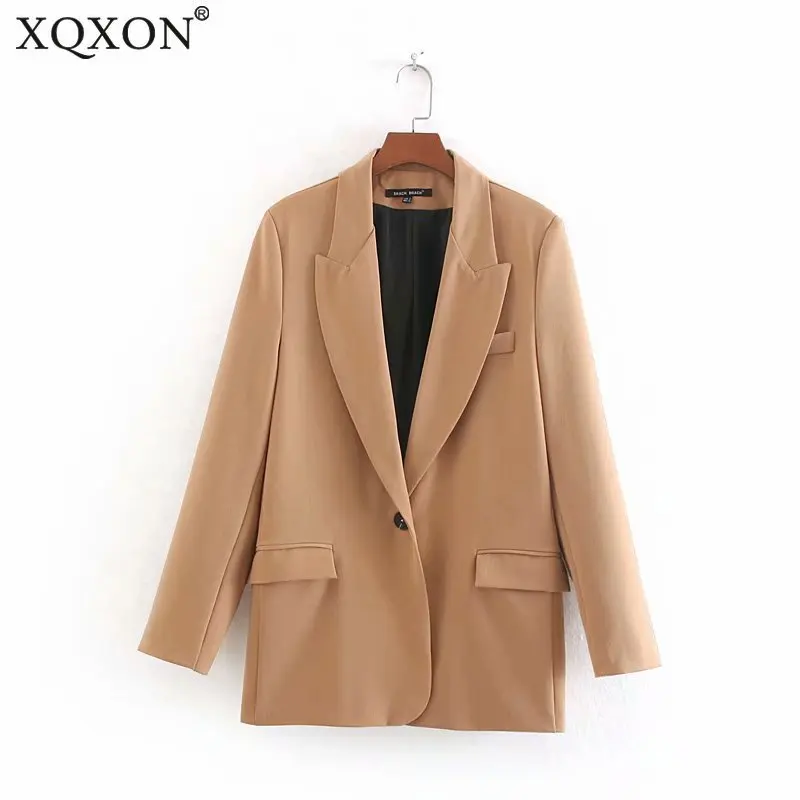 Женский офисный Блейзер элегантный однотонный блейзер в Корейском стиле с