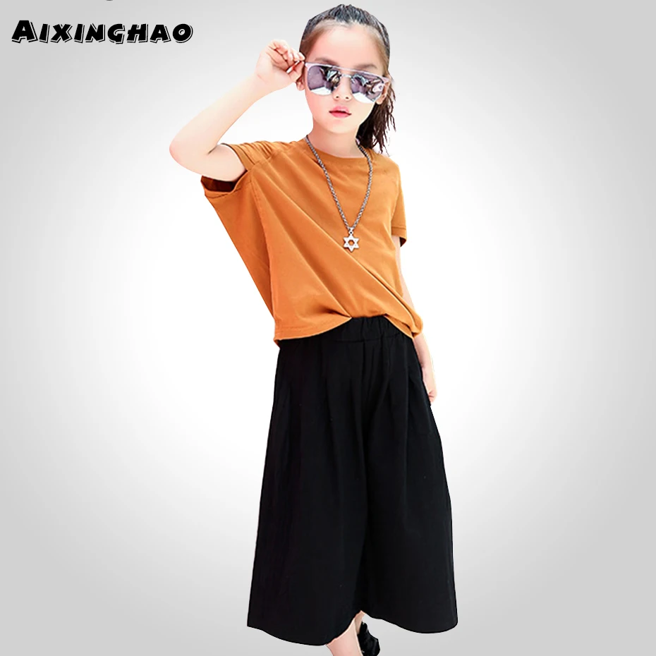 Girls Clothes 2019 Soft Cotton Shirt + Shorts 2PCS Summer Girl Set Teenage Children Clothing 6 8 10 12 13 14 Year | Детская одежда и