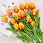 Искусственные тюльпаны 5 шт.букет, искусственные цветы из полиуретана и пластика на ощупь для дома, сада, гостиной, украшение для свадебной вечеринки