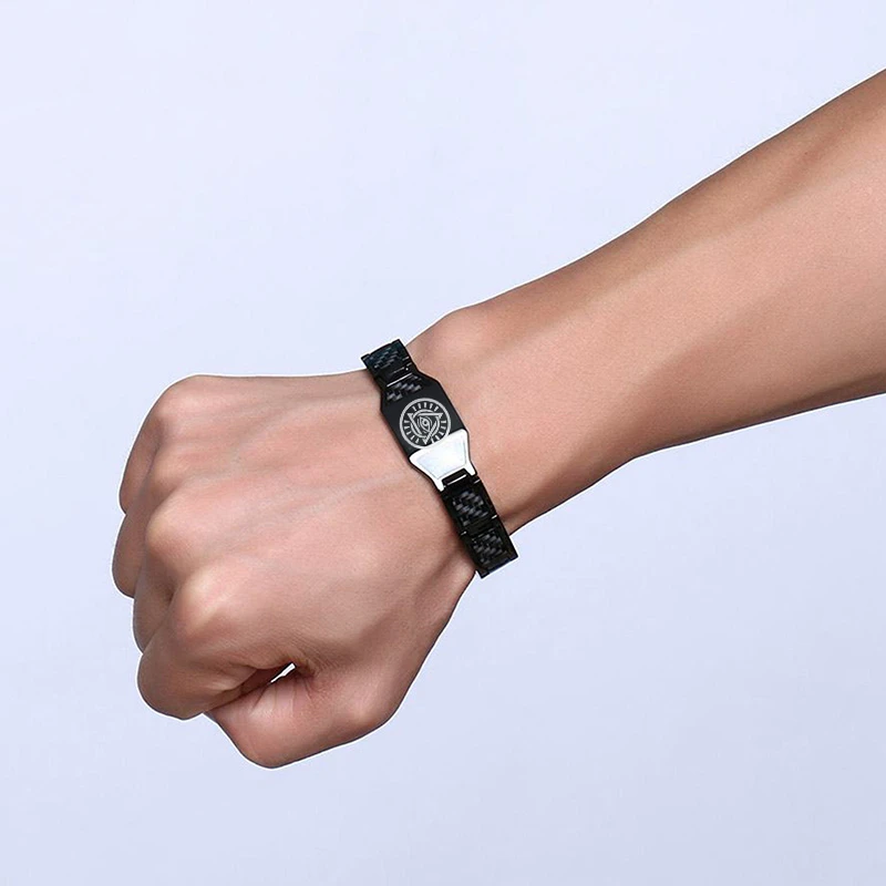 Vnox Custom Free of Mason Bracelet for Men Black Carbon Fiber Stainless Steel Mansonic Jewelry Punk Male Club Bandge Personalize | Украшения