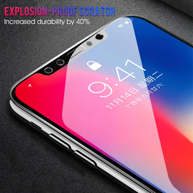 Закаленное стекло для iPhone 6 6S 7 Plus полноэкранная защита Защитная пленка X 8 5 SE
