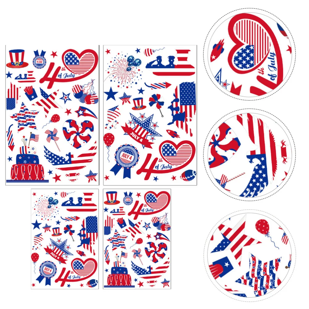 

3 Sheets Independence Day Stickers Static Window Stickers Decorative Wall Decals