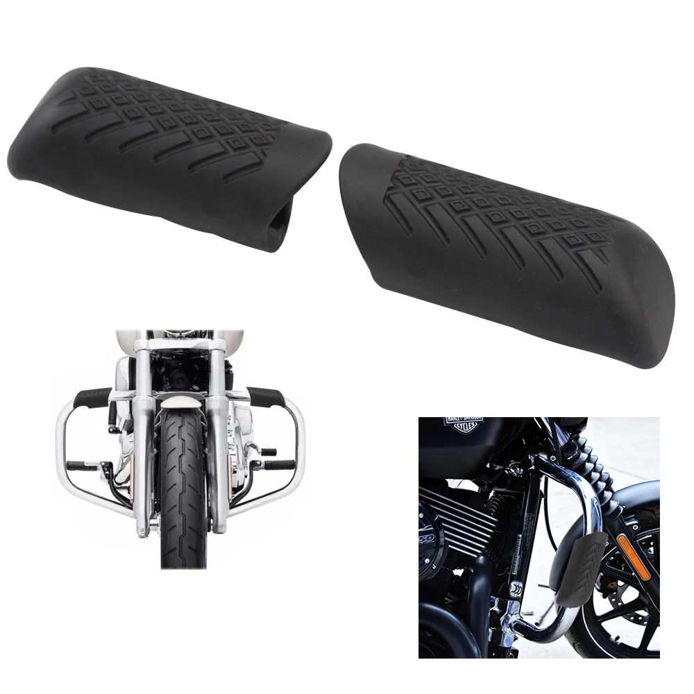 Universal Black Engine Guards Road Crash Bars Legs Knee Protector w/Rubber Cover Fit for Harley Yamaha Suzuki