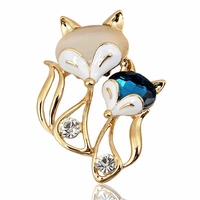fashion cute foxes lovers brooches opal pin scarves buckle jewelry