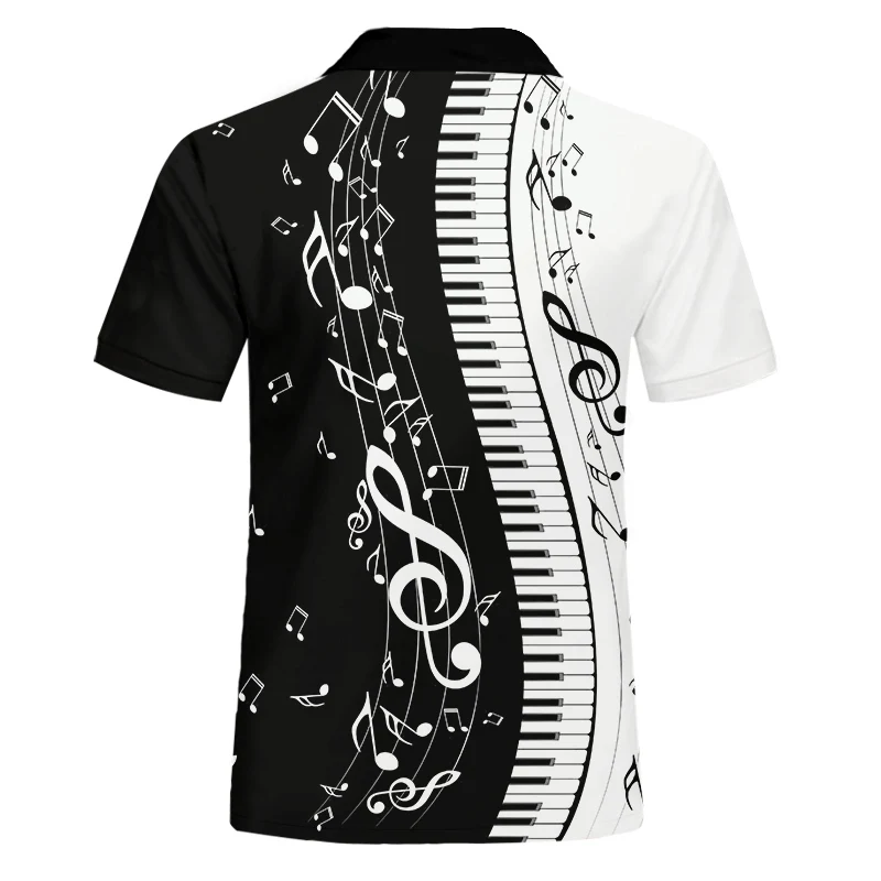 

US Size 2021 New Summer Polo Shirt Music Note Piano Keys 3D Printed Men Casual Polo Shirt Short Sleeve Shirt Men's Clothing Tops