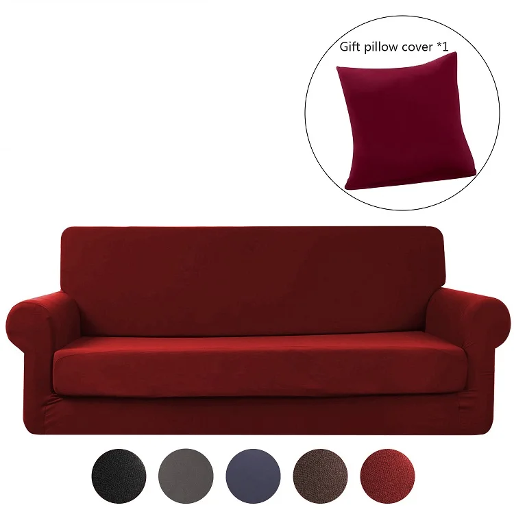 Wine Стрейч диван Slipcover 2-шт. Диван-крышка мебель протектор диване Микро волокно супер мягкий прочный с эластичным дном - Цвет: Wine