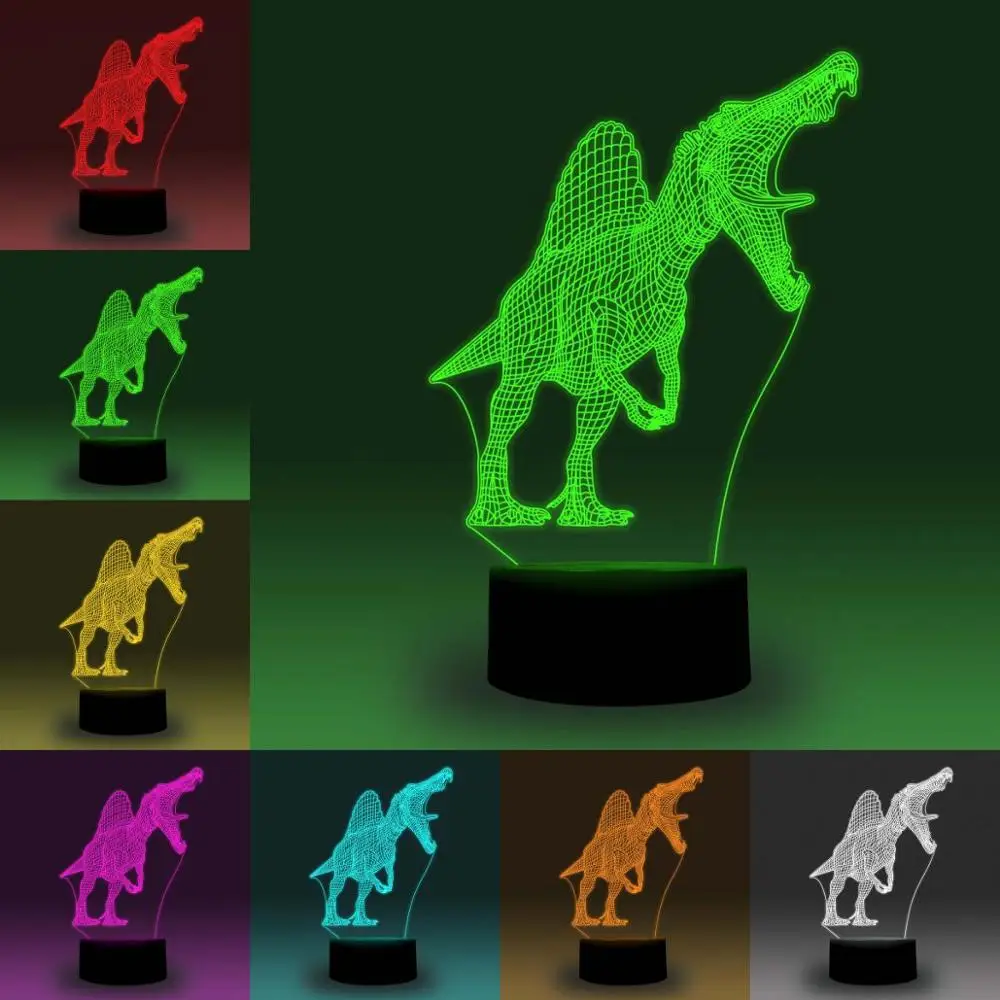 NiteApps спинозавр динозавр 3D RGB светодиодный ночник настольная лампа Иллюзия