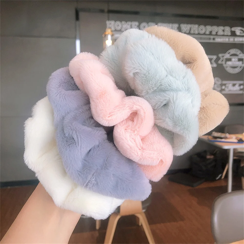 

Hair Ropes Plush Elastic Scrunchies Hairbands For Women Fashion Bow Hair Rubber Band Tie Ladies Ponytail Holder Hair Accessories