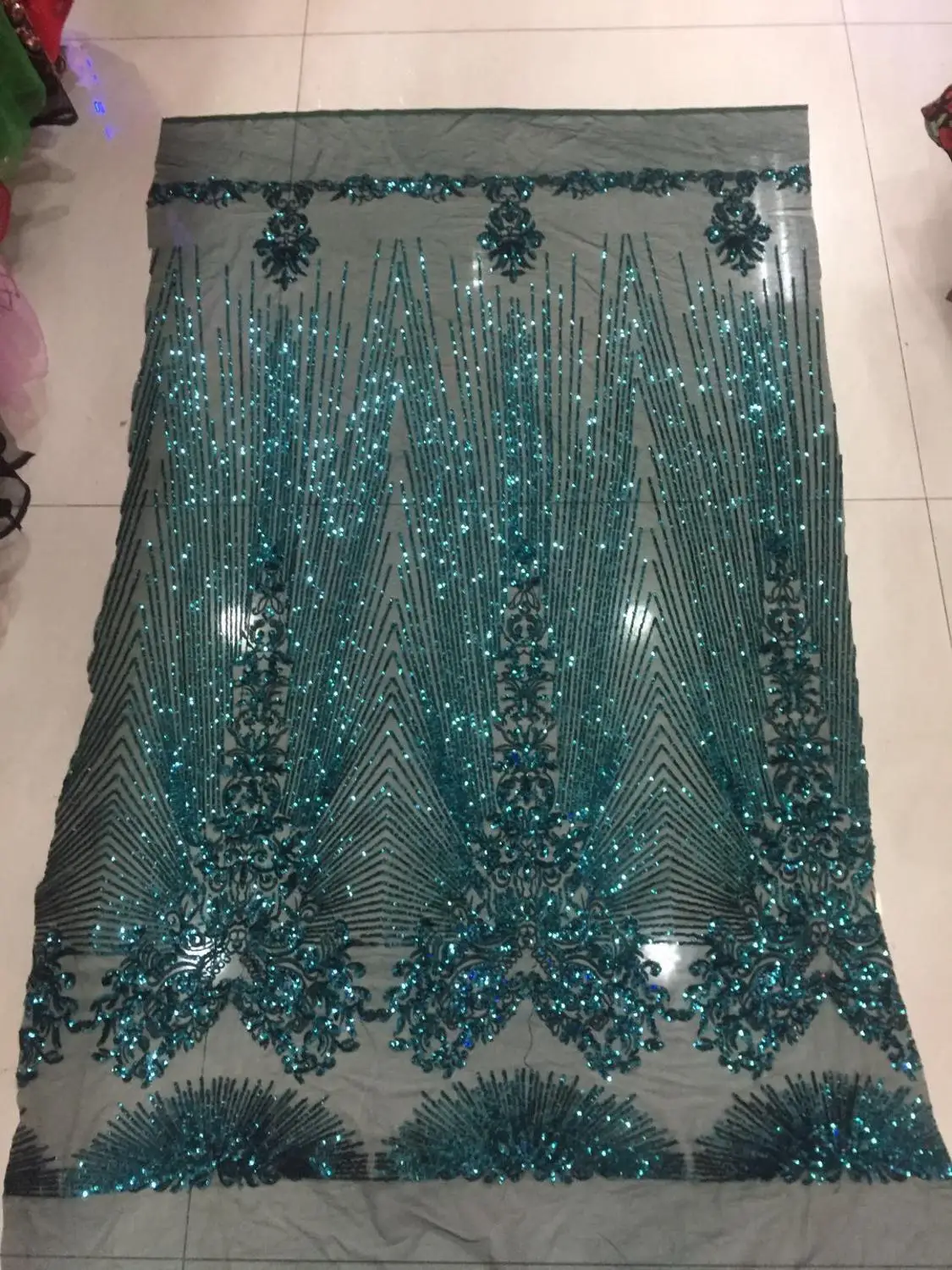 5 ярдов/партия модная французская сетчатая кружевная ткань с блестками для