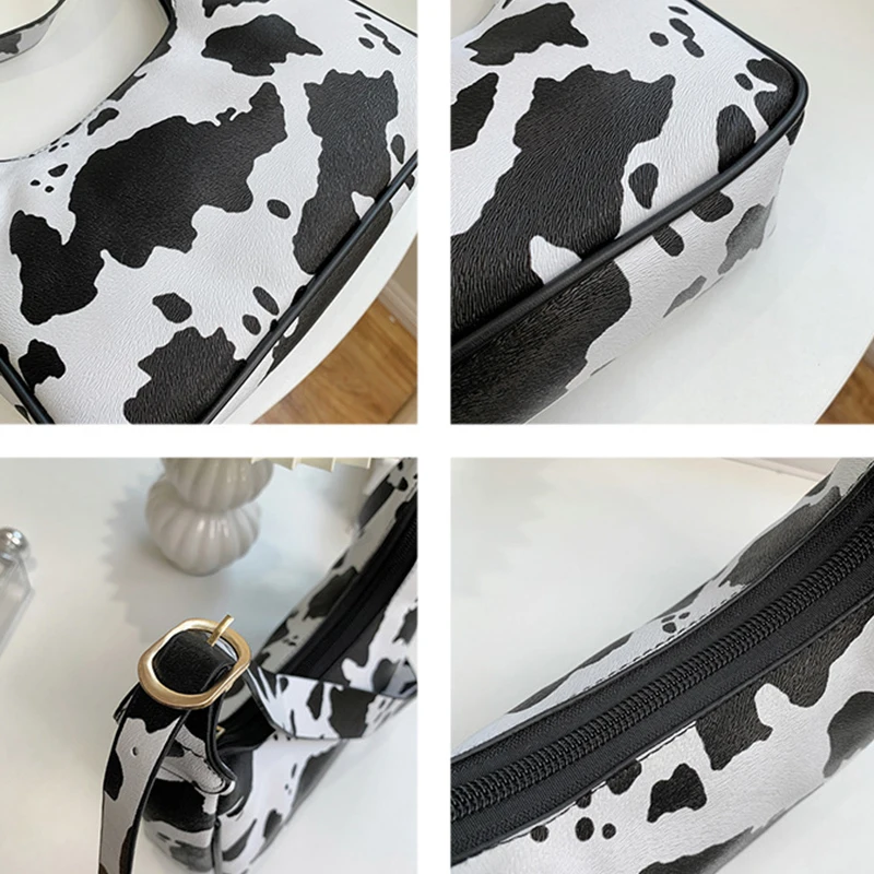 

Vintage Cow Pattern Shoulder Bag Women PU leather Crossbody Bag Fashion Armpit Baguette Bag Leopard Lady Handbag Bolso