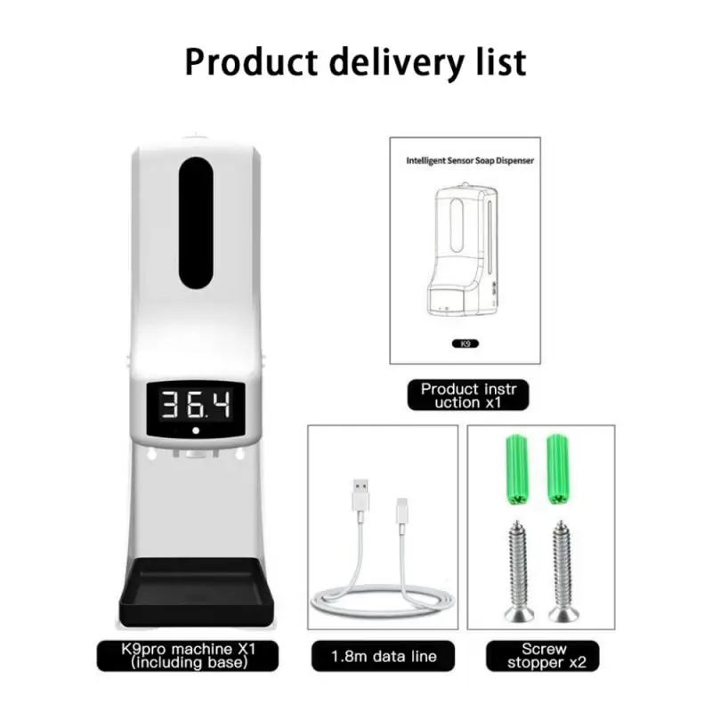 K9pro Intelligent Automatic Sensing Temperature Disinfection Machine Wall-Mounted Infrared With Voice Soap Liquid Device | Обустройство