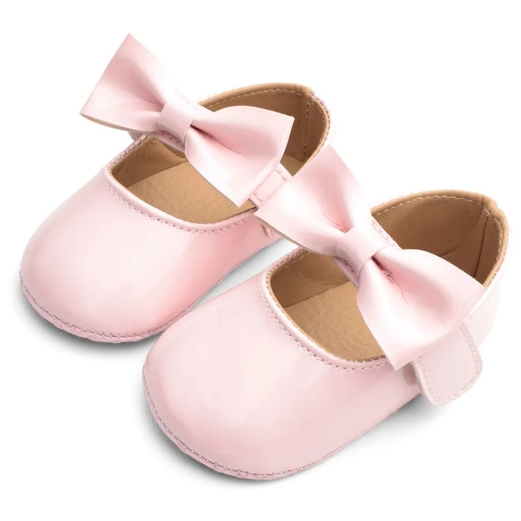 Patent Leather Shoes Kids Baby Girls Bow Firstwalk Hook Loop Casual Toddler Ant-slip Cute Soft Sole Sapatinho Menina |