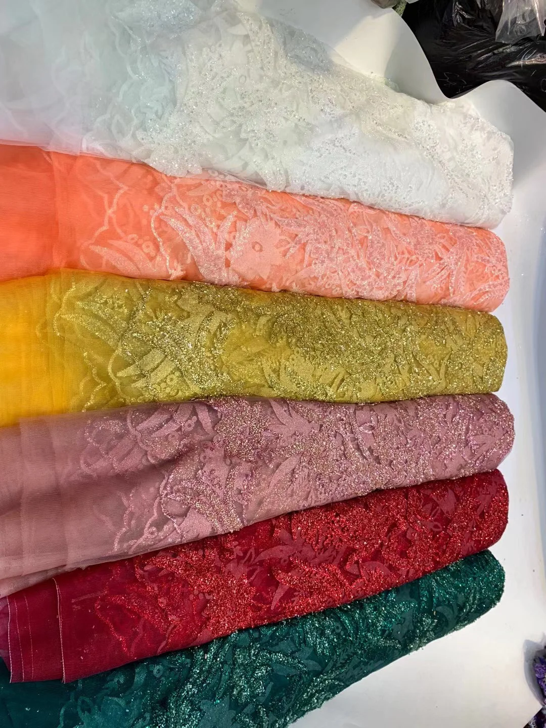 

(5yards/pc) Wonderful beaded glittering glued French net lace fabric pink African tulle lace for charming party dress FXZ068