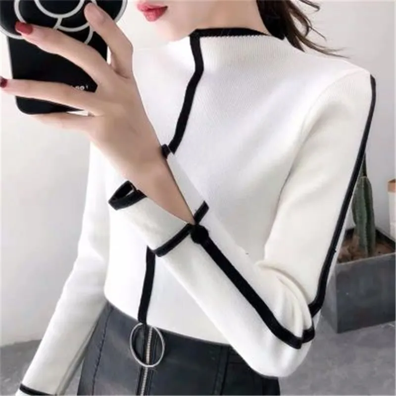 Pullover Sweater Female Top Thin Soft Korean Long Sleeve Turtleneck Women Skinny Winter Bodycon Basic Pull Femme Coat | Женская одежда