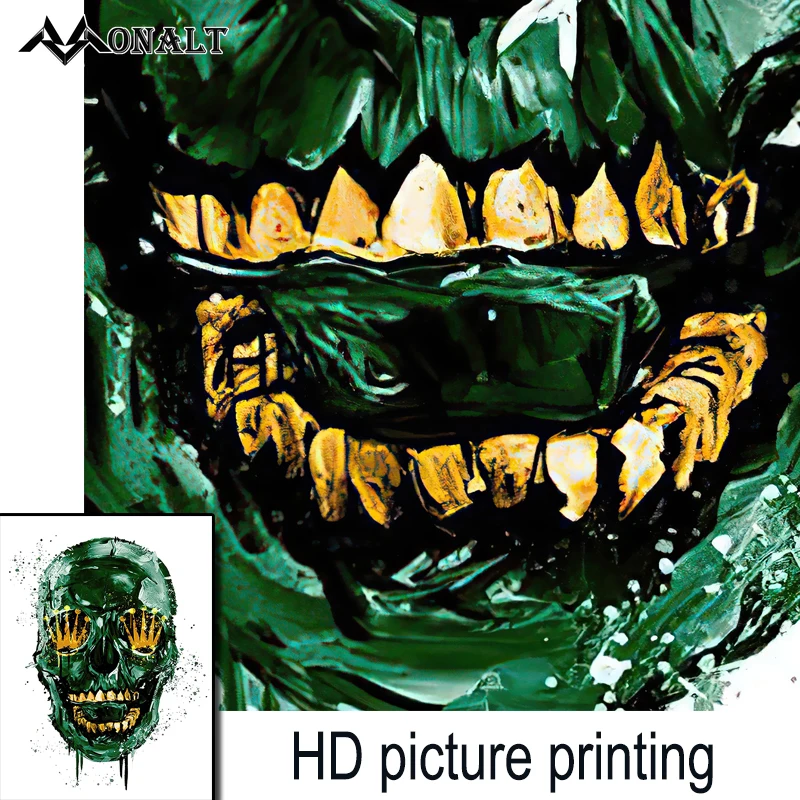 Картина с зеленым черепом граффити золотые зубы корона Череп холст картина