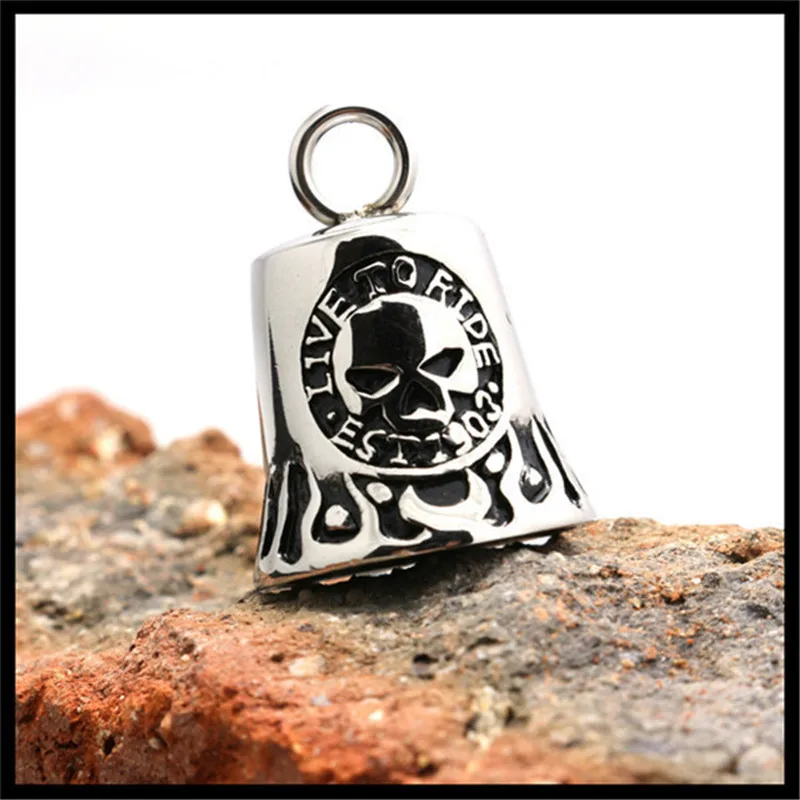 

Willie G Skull Bell Pendant 316L Stainless Steel Live To Ride Motorcycles Biker Style Necklace 65cm Chain