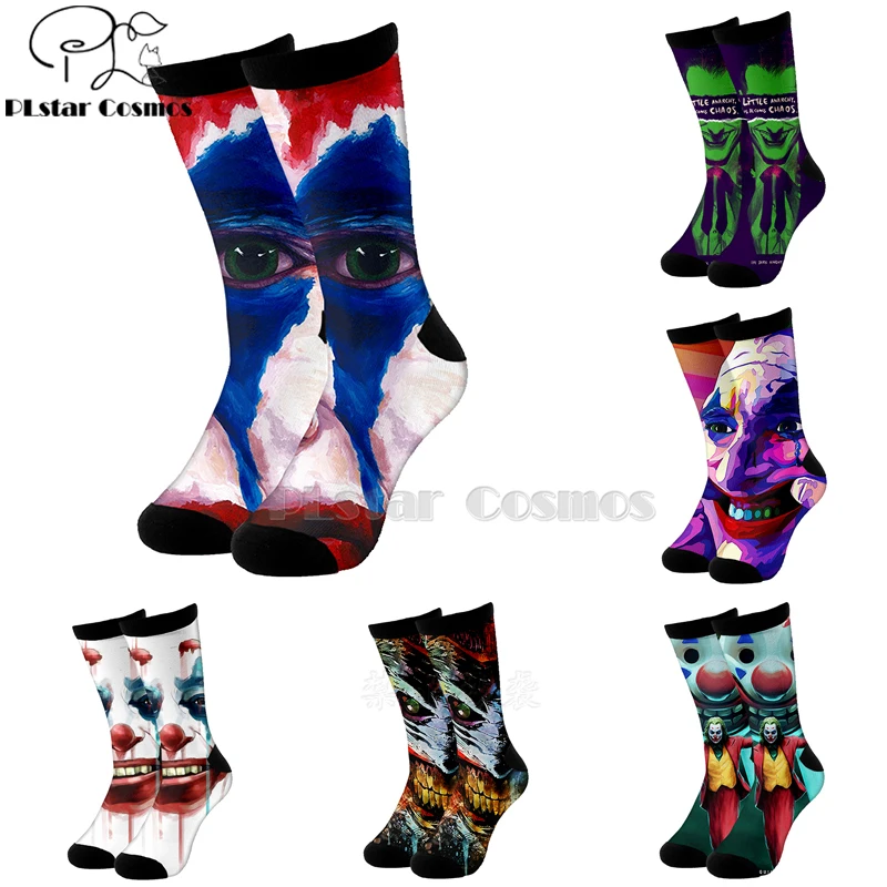 Plstar Cosmos comic dc haha злой Джокер злодей хлопковые носки с 3d принтом из мультфильма высокие носки мужские и женские качественные Joaquin Phoenix-1
