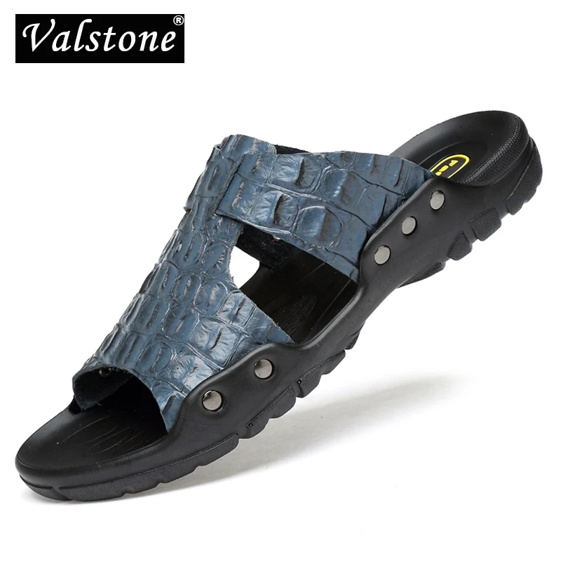 Мужские тапочки Valstone размера плюс 52 из сплит кожи супер летние шлепанцы пляжная
