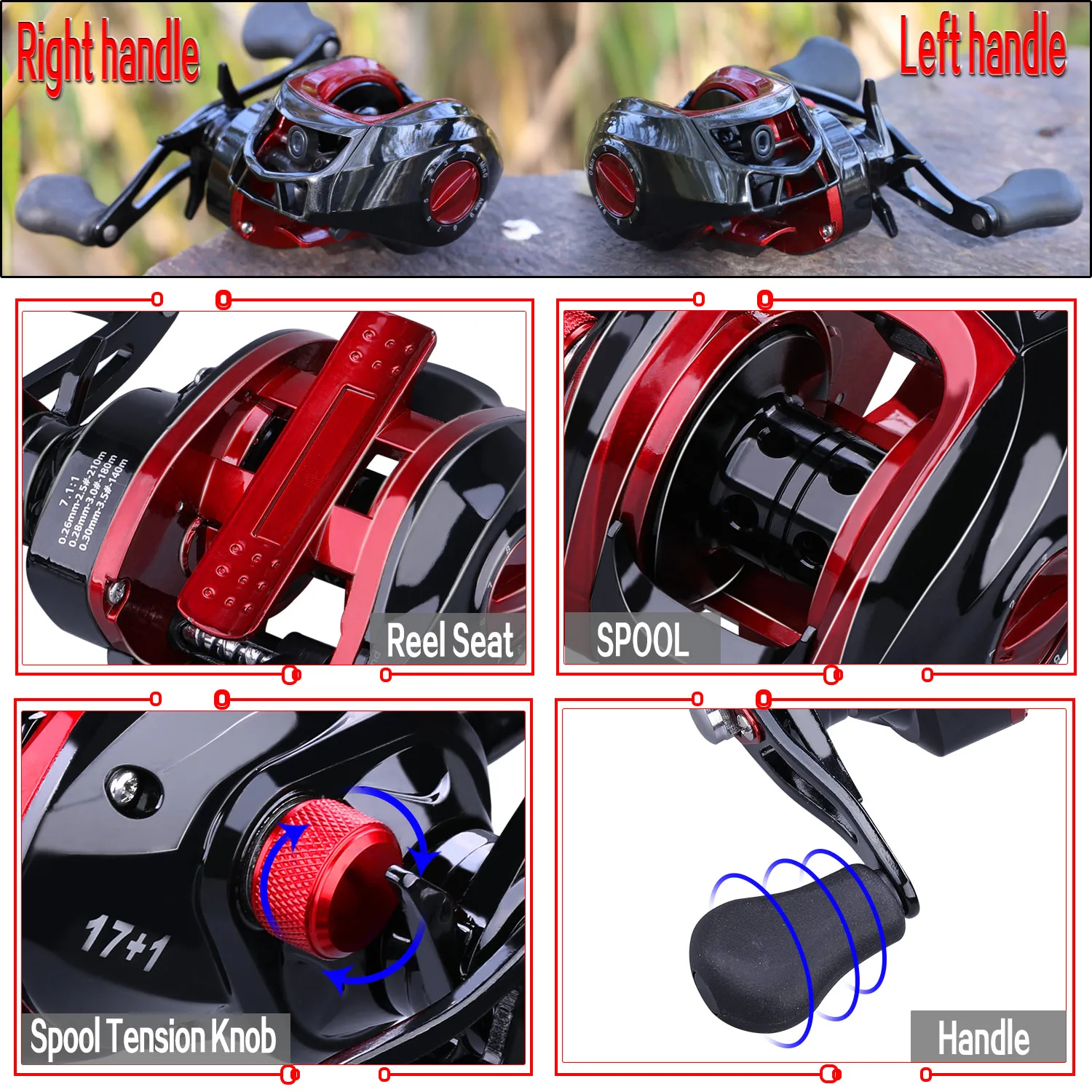 Sougayilang Baitcasting Reels 17+1BB and 7.1 :1 High Speed Gear Ratio Anti-corrosion for Saltwater Freshwater Carp Fishing Reel | Спорт и