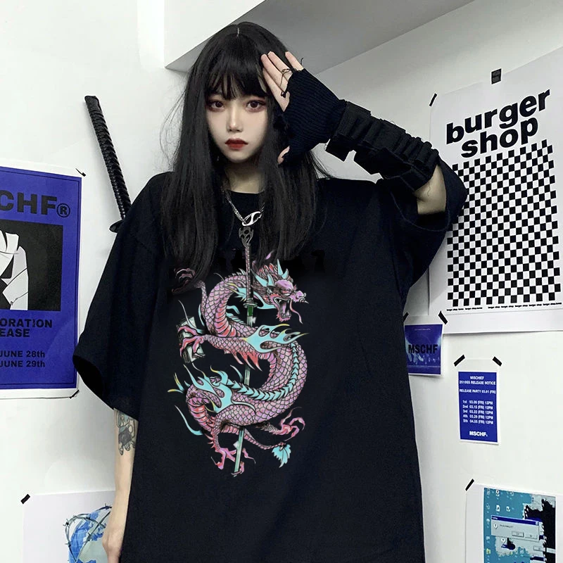 % 100 katoen zomer mode casual katoenen T-shirt grappige cartoon jaren 90 Koreaanse esthetiek Harajuku Ullzang retro graphics | Женская