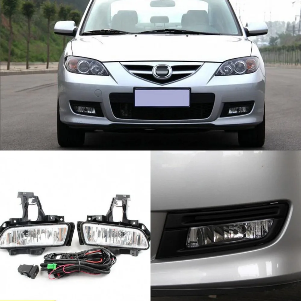 

JanDeNing, прозрачные противотуманные светильник ры, передние фары, полный комплект с жгутом для Mazda 3 M3 2010-2013