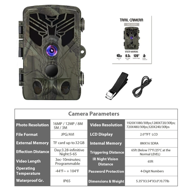 HC-810A 20MP 1080P охотничья камера, водонепроницаемая инфракрасная ловушка, камера ночного видения для дома, дикая природа, цифровое наблюдение