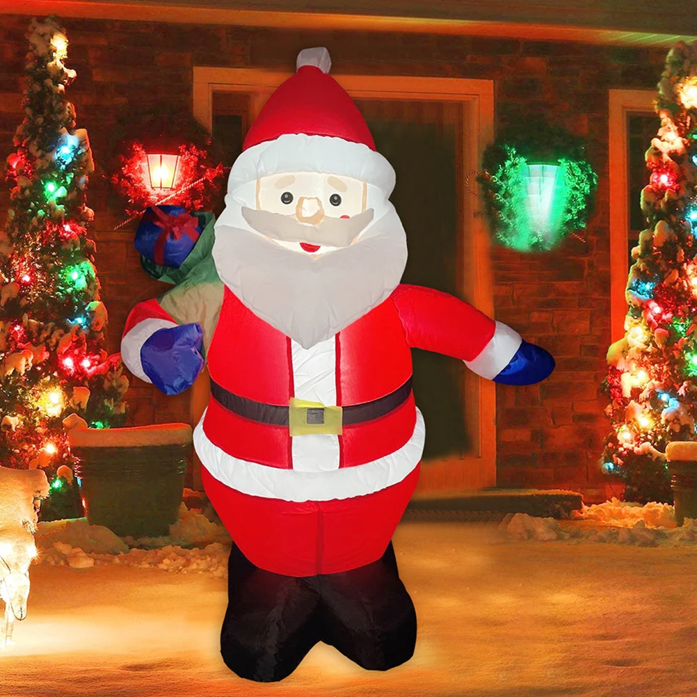 

1.2M Giant Inflatable Santa Claus Model Lovely LED Luminous Santa Claus Model Merry Christmas Outdoor Party Layout Decor Supply