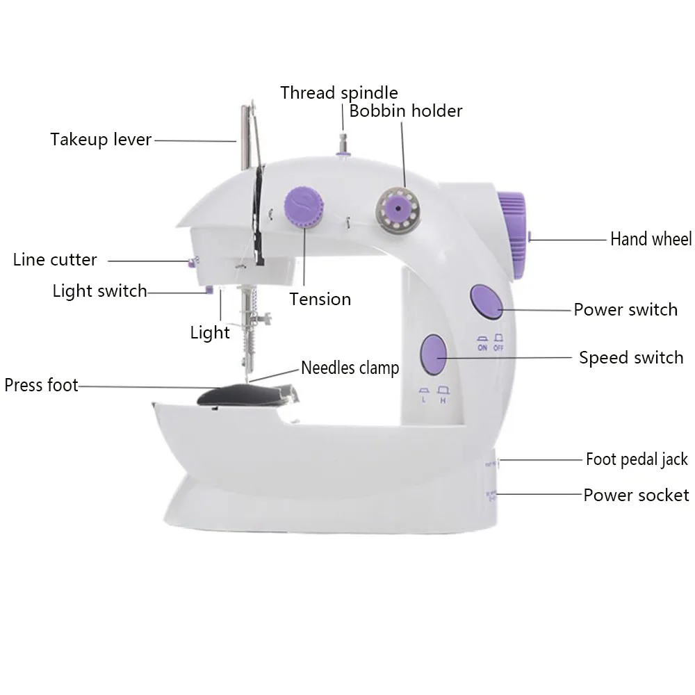 Mini Portable Handheld Sewing Machines Stitch Sew Needlework Cordless Speed Adjustment With Light Foot Pedal Double Threads | Дом и сад