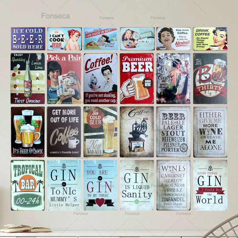 

Cheers Beer Can Vintage Metal Sign Horizontal And Vertical Rectangular Iron Plate Painting Bar Club Kitchen Wall Decoration Art