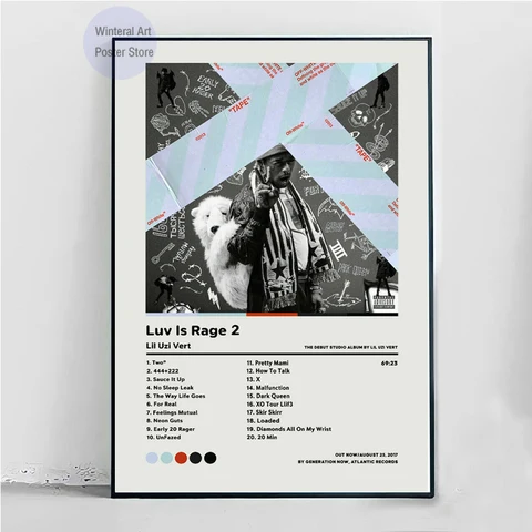 Музыкальный альбом MT906 Lil Uzi Vert Luv is Rage 2, Обложка, современное настенное искусство, Картина на холсте, постеры, печать, гостиная, домашний декор