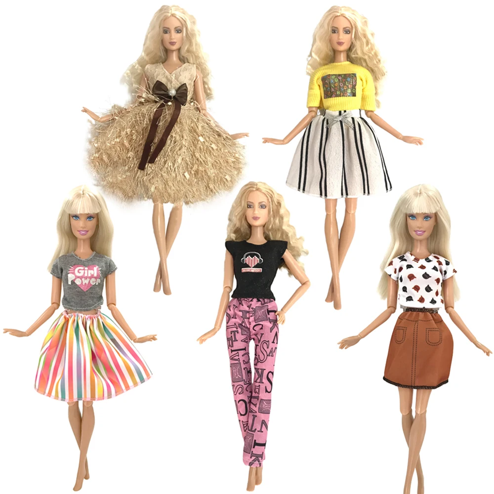 

NK горячая Распродажа 5 комплектов микс 30 см благородная юбка принцессы Повседневная Одежда модное платье для куклы Барби аксессуары детская девочка подарок игрушка