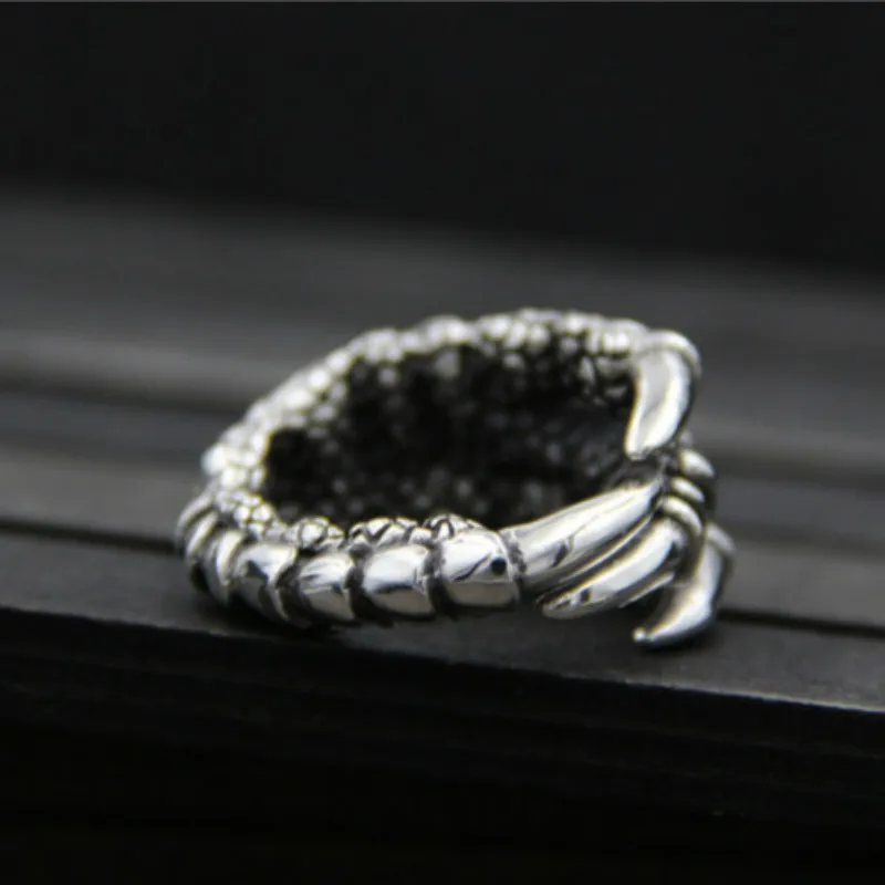 C&ampR 925 Sterling Silver Rings for men eagle claw ring retro exaggerated Fine Jewelry Size 8-10 Adjustable | Украшения и