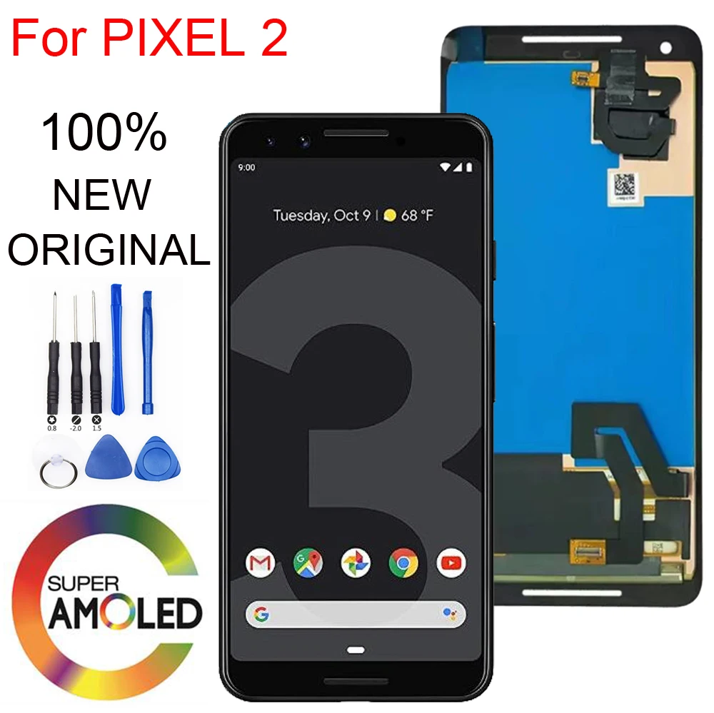 100% Original Amoled For Google Pixel 2 XL LCD Display Touch Screen for Google Pixel2 2XL Digitizer Assembly Replacement Parts