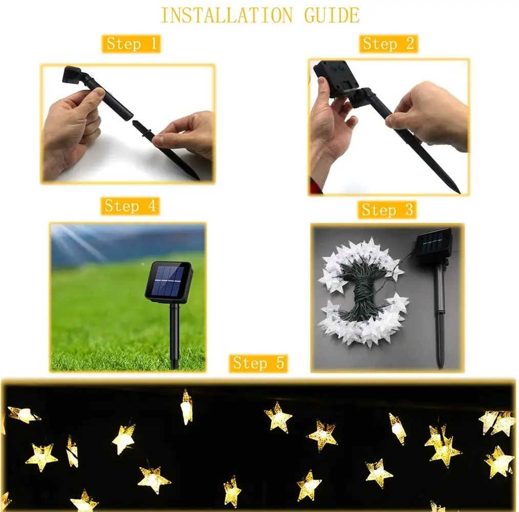 

Solar Star String Lights 7m 50leds Outdoor Waterproof Fairy Garlands Light for Home Christmas New Year Garden Wedding Decoration