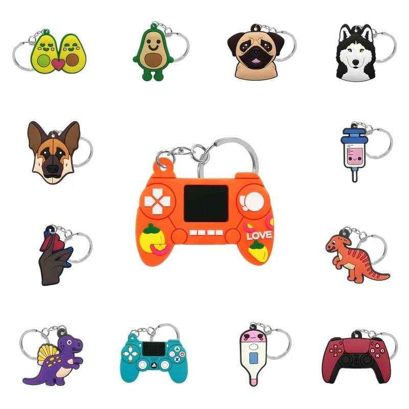 

50PCS PVC hot sale Keyring comic pattern key chains Creative Small Gifts for kids Party Birthday keyholder Children Accessories