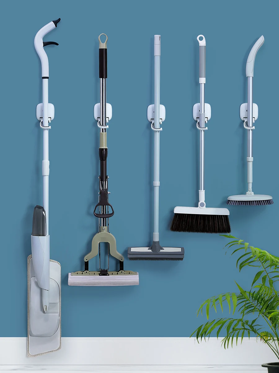 

Швабра для домашнего хозяйства крючок многофункциональный настенный держатель бесшовная прочная клейкая стойка для метлы кухонные вешалк...