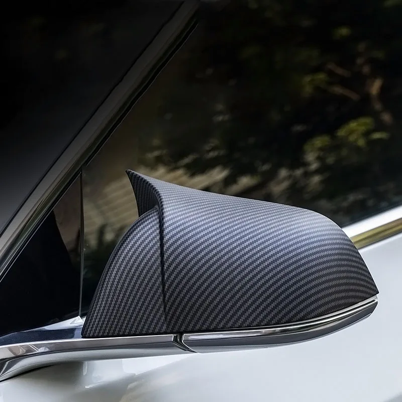 

Car Rearview Mirror Shell Carbon Fiber Mirror Cover Horn Modification For Tesla Tesla Model 3