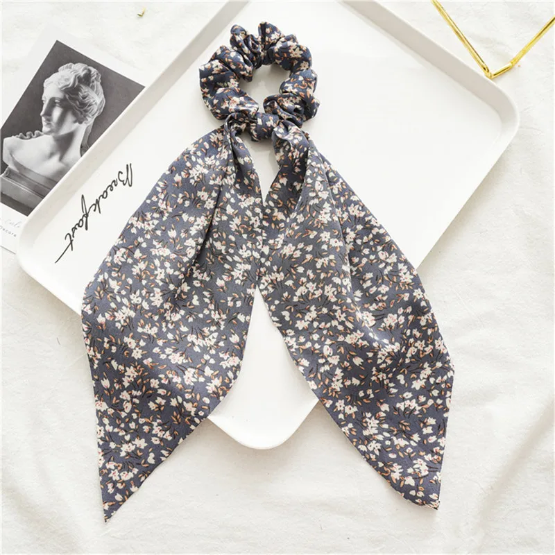 

Girls Bowknot Long Streamer Elastic Hair Band Floral Ribbon Bow Scrunchies Women Hair Accessories