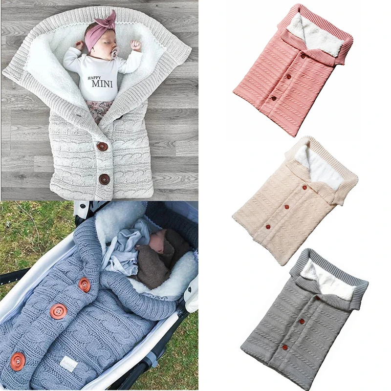 

Newborn Baby Winter Envelopes Sleeping Bags Warm Stroller Knit Footmuff Sleepsacks Swaddle Wrap Stroller Toddler Sleep Sack